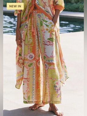 CELANDINE Printed Sheer Pants Size S NWOT